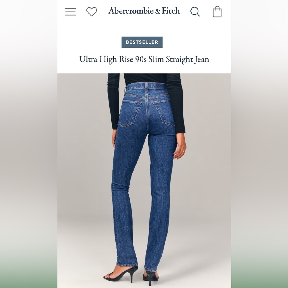 Abercrombie- Ultra High Rise 90s Slim Straight Jean (Size 6 or 28)